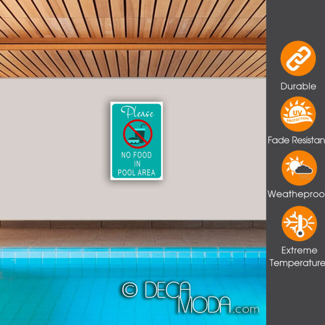 Pool Sign-No Food In Pool Areas-POOL01092509 Pool Signs-No Food In Pool Areas