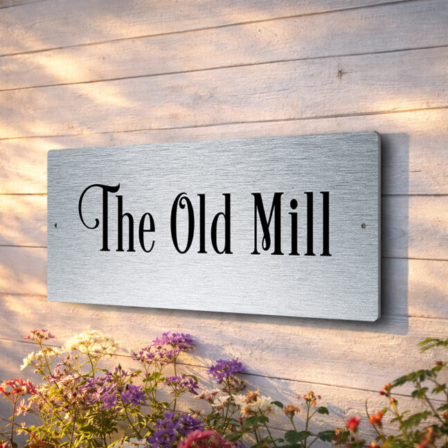 Brushed Silver House Name Sign Brushed Silver House Name Sign