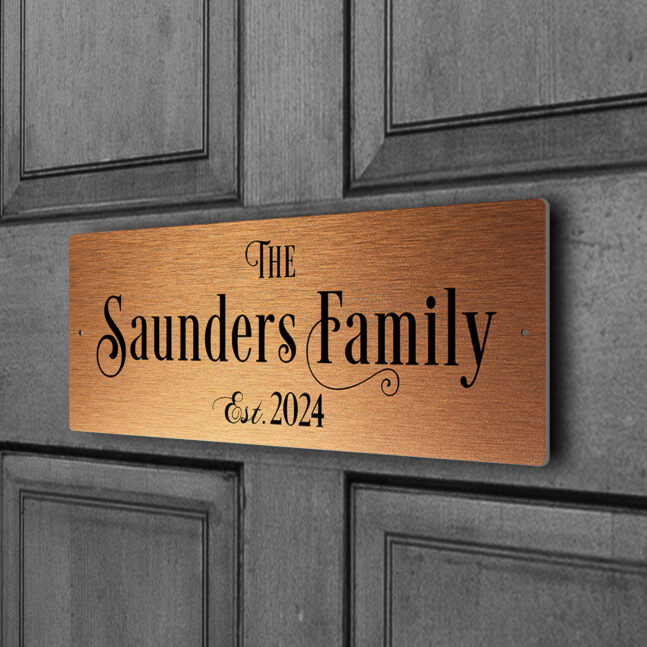Copper Family Name Sign Copper Family Name Door Sign