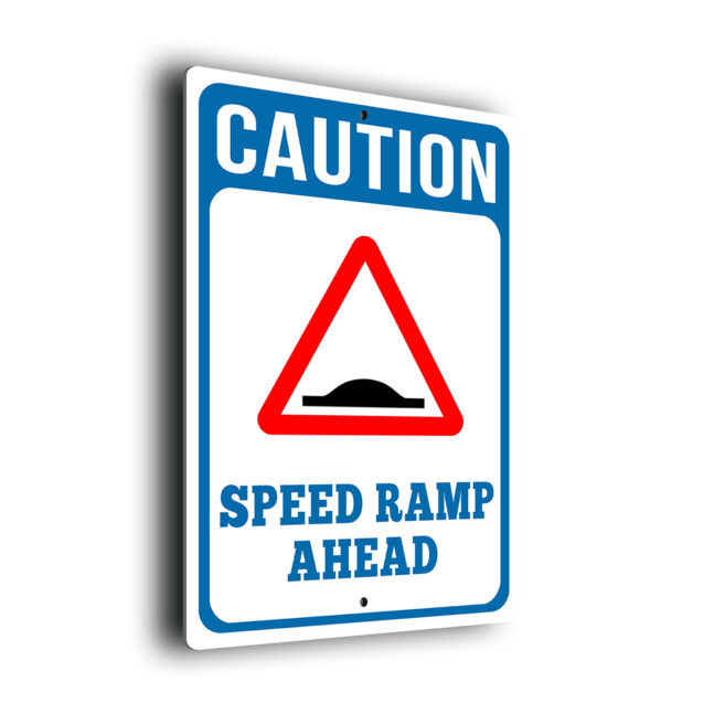 Caution Speed Ramp Ahead Sign Blue Caution Speed Ramp Ahead Sign