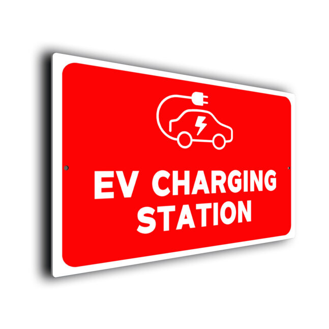 EV Charging Station-Red EV Charging Station Sign