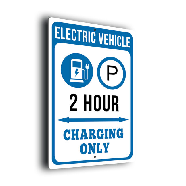 Electric Vehicle 2 Hour Charging Sign Blue EV 2 Hour Charging Point Sign