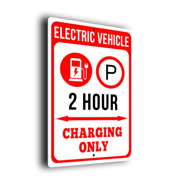 Electric Vehicle 2 Hour Charging Sign Red EV 2 Hour Charging Point Sign