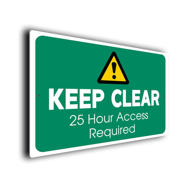 Keep Clear 24 Hour Access Required Sign KC24A253-Green Keep Clear 24 Hour Access Required Sign