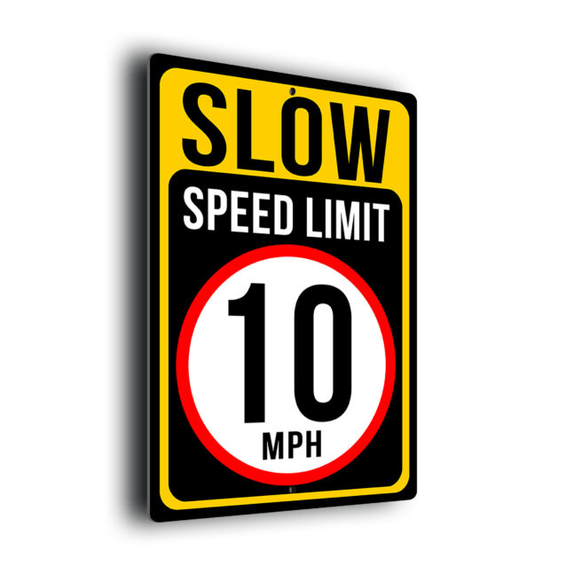 Slow Speed Limit 10 MPH Sign SL10M254-Yellow 10MPH Speed Limit Sign