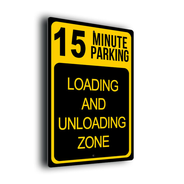 15 Minute Parking Sign P15L275-Yellow 15 Minute Parking Loading Unloading Zone Sign