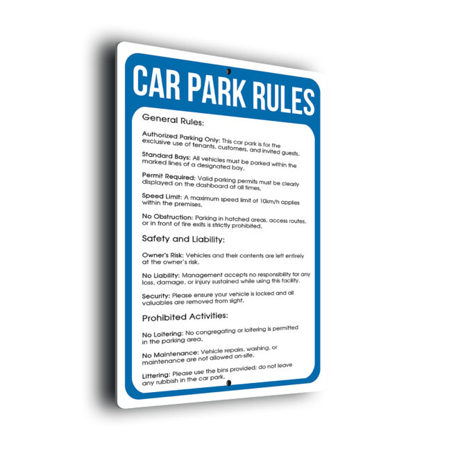 Car Park Rules Sign