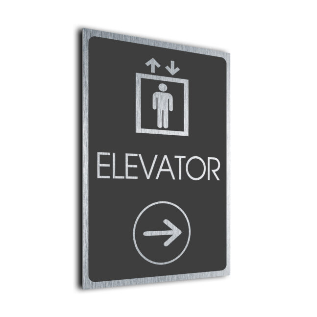 Elevator Sign ELDS283-Grey Silver Custom Elevator Directional Sign