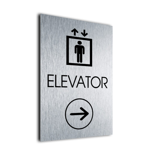 Elevator Sign ELDS283-Silver Black Custom Elevator Directional Sign