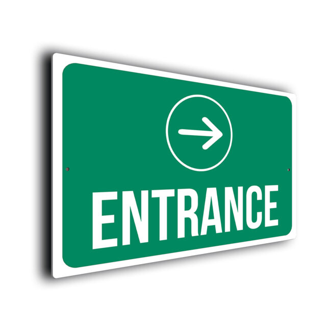 Entrance Sign With Arrow DENT262-Green Green Directional Entrance Sign