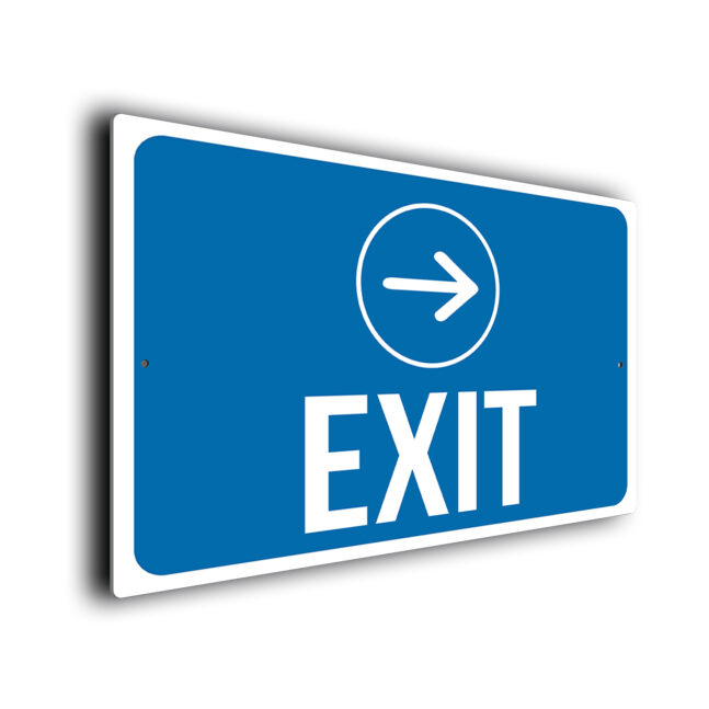 Exit Sign With Arrow DEXT264-Blue Blue Directional Exit Sign
