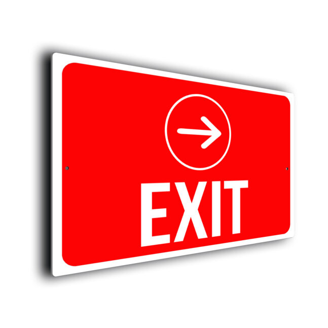 Exit Sign With Arrow DEXT264-Red Red Directional Exit Sign