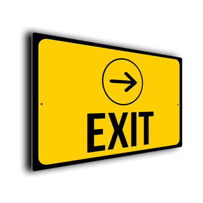 Exit Sign With Arrow DEXT264-Yellow Yellow Directional Exit Sign
