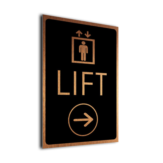 LiFt Directional Sign LDS282-Black and Copper Custom Lift Directional Sign