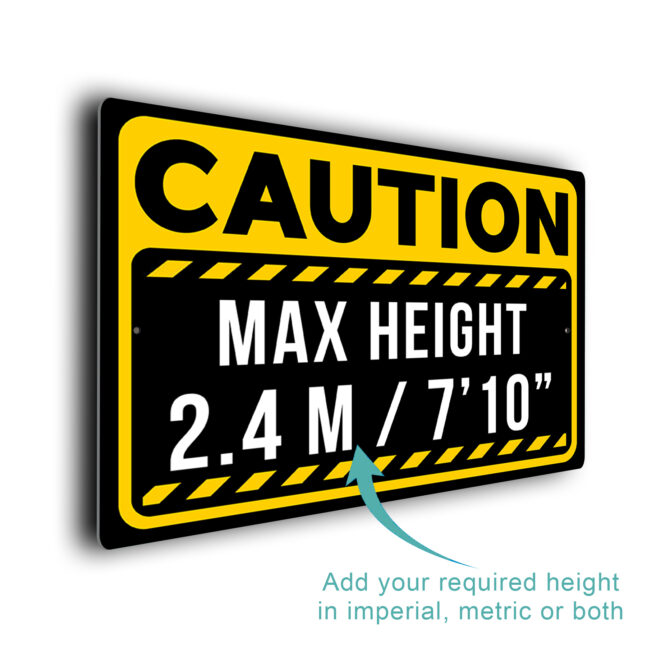 Max Height Sign MHS285-Yellow Custom Height Restriction Sign