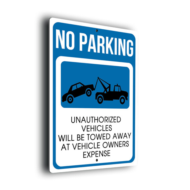 No Parking Sign with Towing Notice NPTA267-Blue No Parking Sign, Unauthorized Vehicles Towed