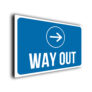 Blue Way Out Sign with Arrow
