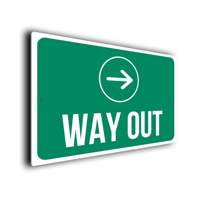 Way Out Sign With Arrow DWOU263-Green Green Way Out Sign with Arrow