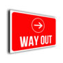 Red Way Out Sign with Arrow